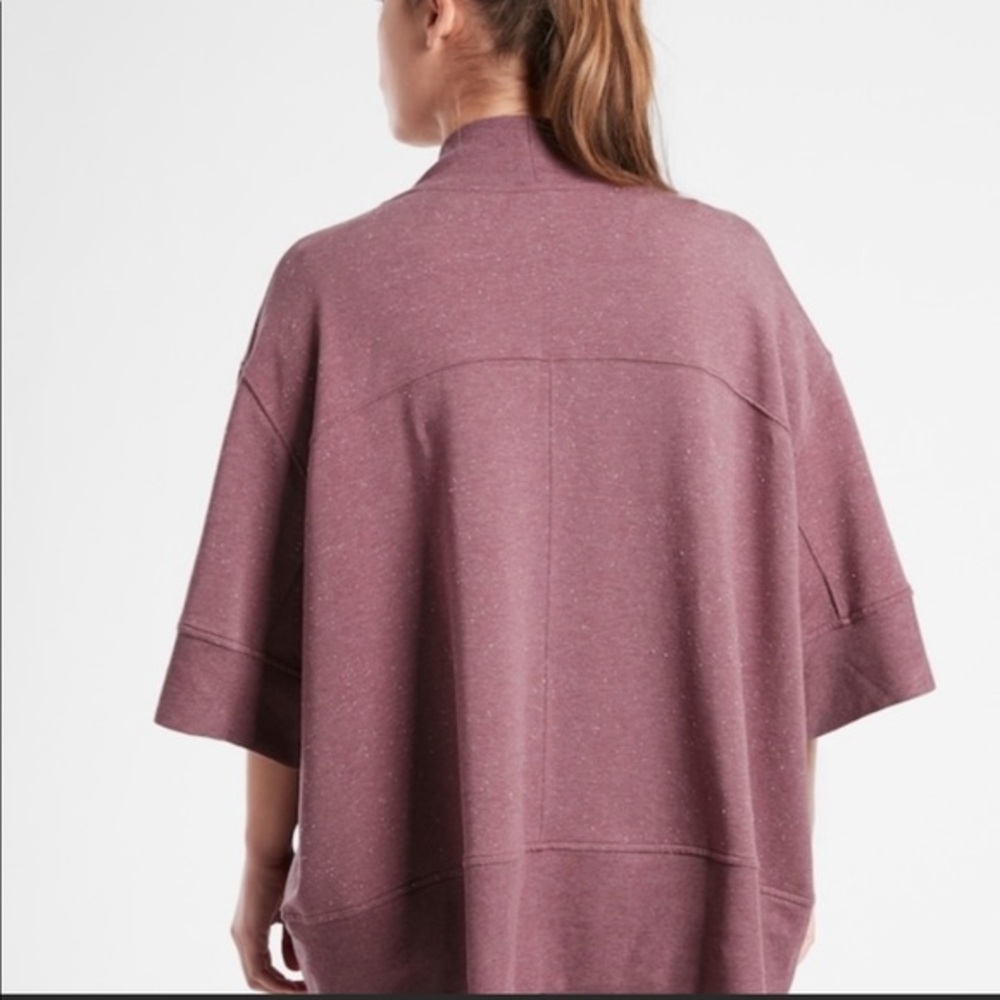 Athleta Textured purple short sleeve cardigan top S/M - Picture 2 of 6